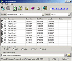 Screenshot of CD to MP3 Ripper